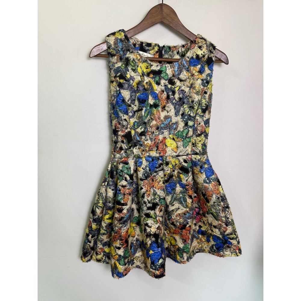 Colorful Butterfly Fuzzy Texture Dress Girls L